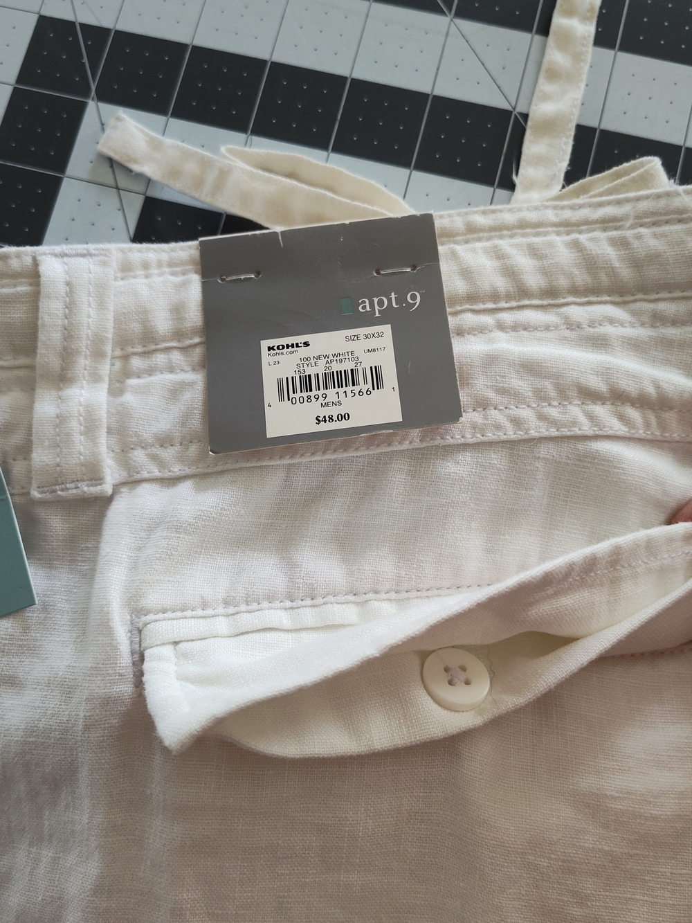 Apt. 9 Men's Light Cream Linen Chinos - Picture 2 of 8